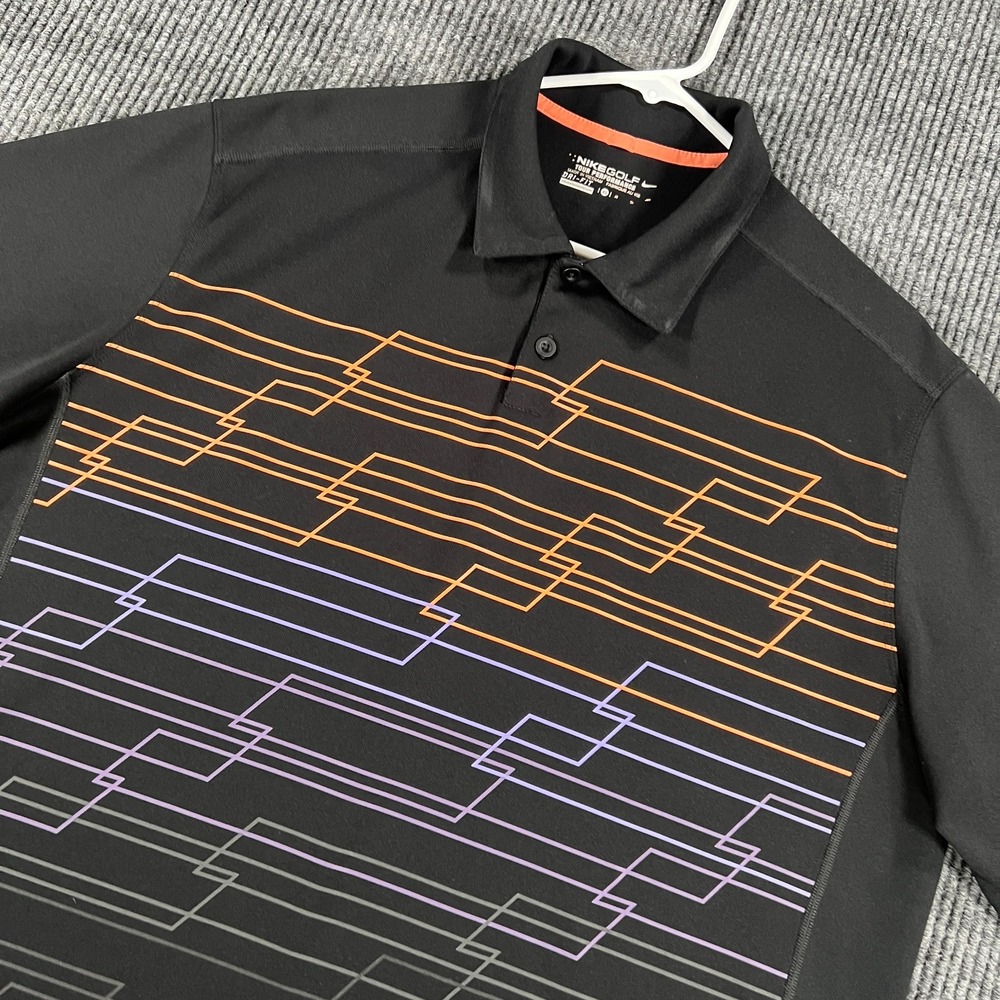 Nike Golf Tour Performance Polo Shirt Mens XL Extra Large Black Geometric Casual